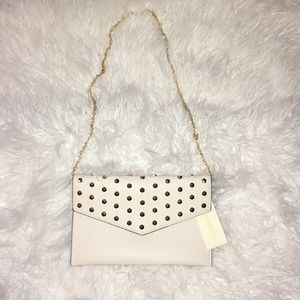 WHITE CLUTCH CROSSBODY PURSE